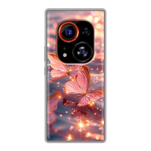 Дизайнерский силиконовый чехол для Tecno Phantom X2 Pro бабочки розовые