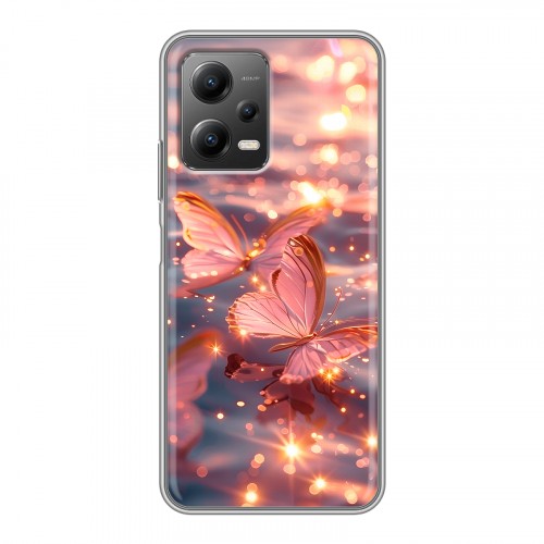 Дизайнерский силиконовый чехол для Xiaomi Poco X5 бабочки розовые