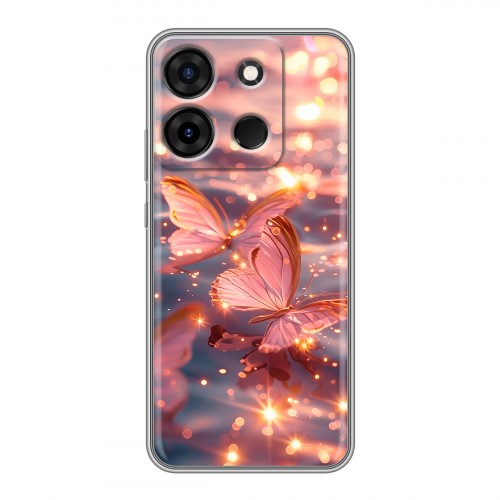 Дизайнерский силиконовый чехол для Infinix Smart 7 бабочки розовые