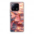 Дизайнерский силиконовый чехол для Xiaomi 13 Pro бабочки розовые
