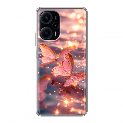 Дизайнерский силиконовый чехол для XIaomi Poco F5 бабочки розовые