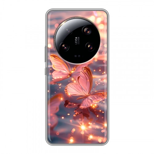 Дизайнерский силиконовый чехол для Xiaomi 13 Ultra бабочки розовые