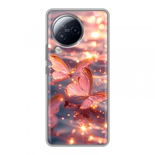 Дизайнерский силиконовый чехол для Xiaomi Civi 3 бабочки розовые