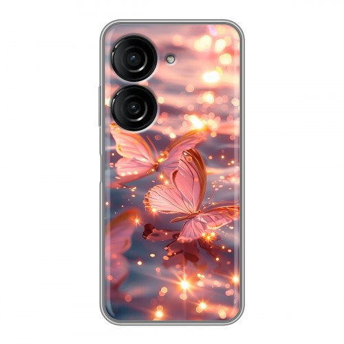 Дизайнерский силиконовый чехол для ASUS ZenFone 9 бабочки розовые