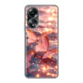 Дизайнерский силиконовый чехол для OPPO A58 4G бабочки розовые