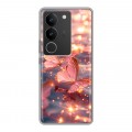 Дизайнерский силиконовый с усиленными углами чехол для Vivo V29 бабочки розовые