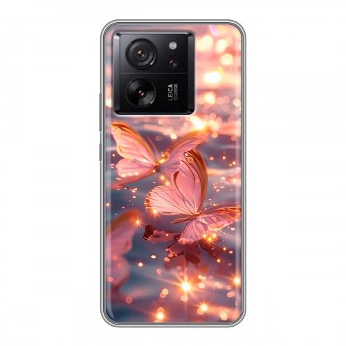 Дизайнерский силиконовый чехол для Xiaomi 13T бабочки розовые