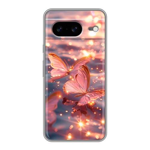 Дизайнерский силиконовый чехол для Google Pixel 8 бабочки розовые