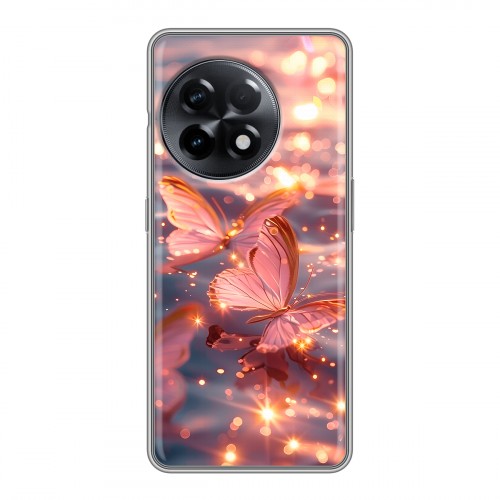 Дизайнерский силиконовый чехол для OnePlus 11R бабочки розовые