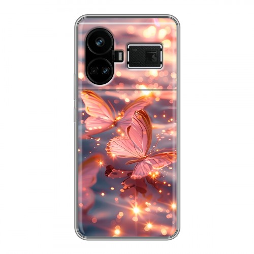 Дизайнерский силиконовый чехол для Realme GT5 бабочки розовые