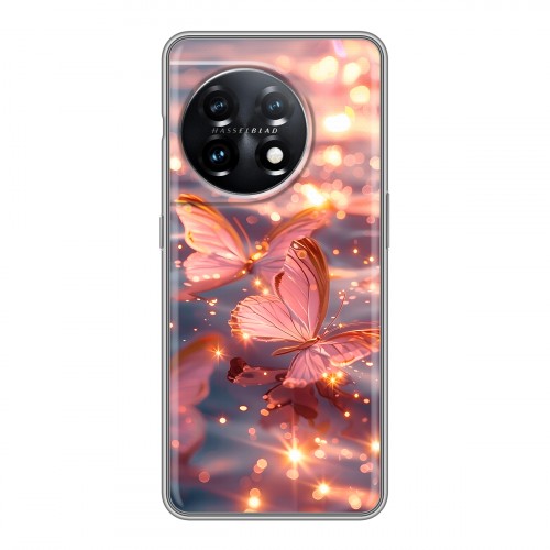 Дизайнерский силиконовый чехол для OnePlus 11 бабочки розовые