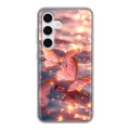 Дизайнерский силиконовый чехол для Samsung Galaxy S24 бабочки розовые