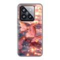 Дизайнерский силиконовый чехол для Xiaomi 14 Pro бабочки розовые