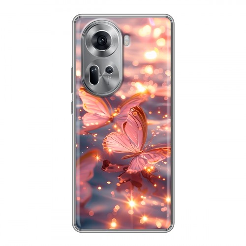 Дизайнерский силиконовый чехол для OPPO Reno 11 бабочки розовые