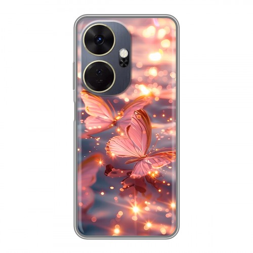 Дизайнерский силиконовый чехол для Itel P55 Plus бабочки розовые