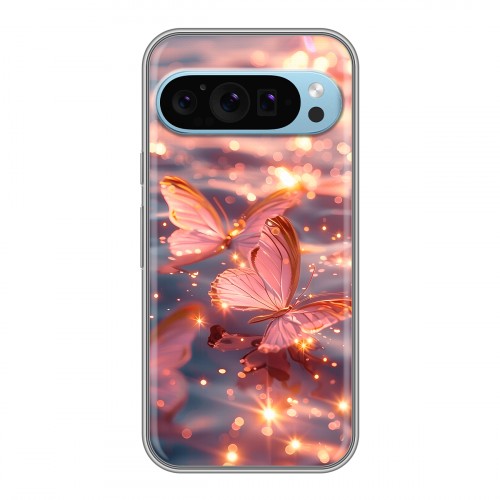 Дизайнерский силиконовый чехол для Google Pixel 9 бабочки розовые