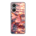 Дизайнерский силиконовый чехол для Vivo Y03 бабочки розовые