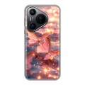 Дизайнерский силиконовый чехол для Huawei Pura 70 бабочки розовые