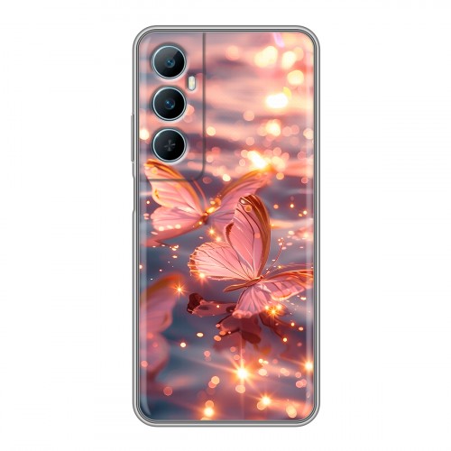 Дизайнерский силиконовый чехол для Realme C65 бабочки розовые