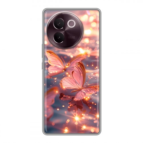 Дизайнерский пластиковый чехол для Vivo V30e бабочки розовые