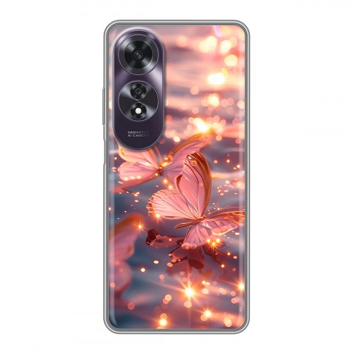 Дизайнерский силиконовый чехол для OPPO A60 бабочки розовые