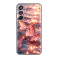 Дизайнерский силиконовый чехол для Samsung Galaxy M35 бабочки розовые