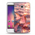 Дизайнерский пластиковый чехол для LG L60 бабочки розовые