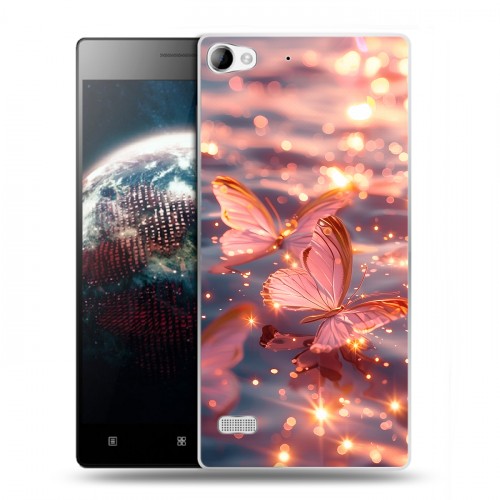 Дизайнерский пластиковый чехол для Lenovo Vibe X2 бабочки розовые