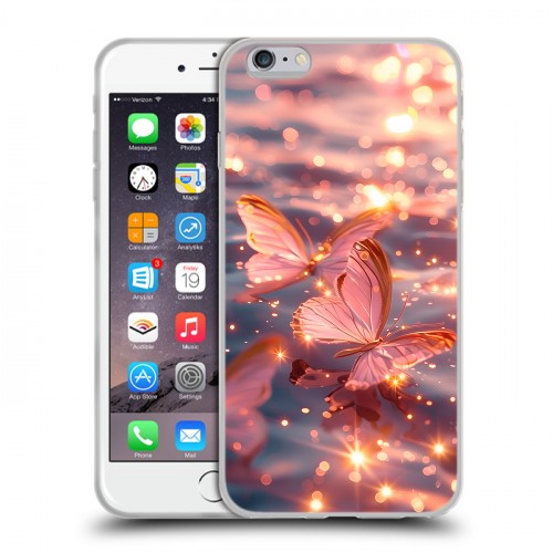 Дизайнерский силиконовый чехол для Iphone 6 Plus/6s Plus бабочки розовые