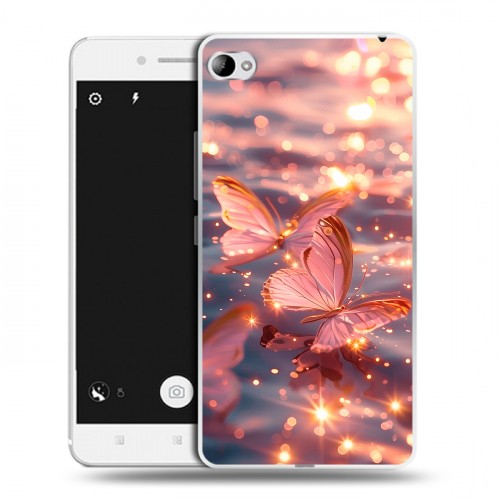 Дизайнерский пластиковый чехол для Lenovo S90 бабочки розовые