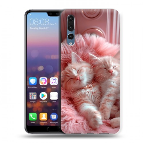 Дизайнерский силиконовый с усиленными углами чехол для Huawei P20 Pro котята котики
