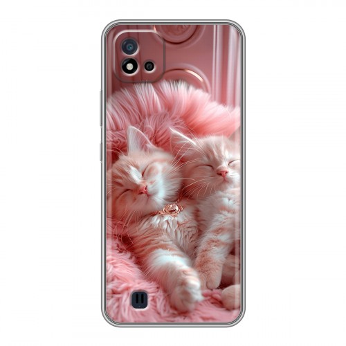 Дизайнерский силиконовый чехол для Realme C20 котята котики
