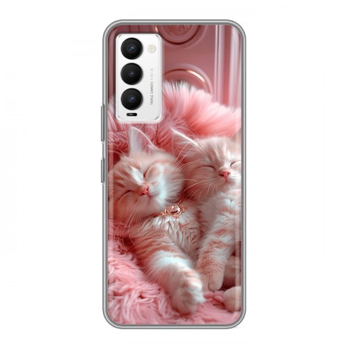 Дизайнерский силиконовый с усиленными углами чехол для Tecno Camon 18 котята котики