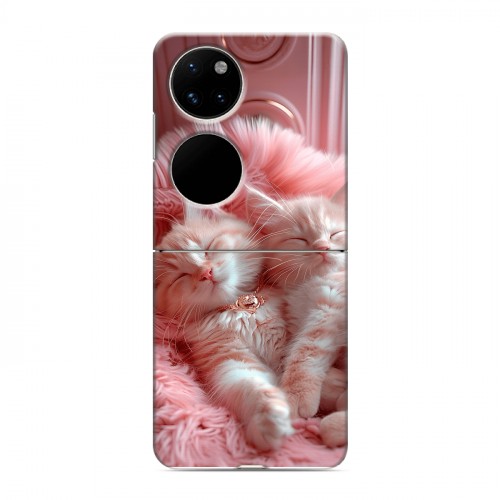 Дизайнерский пластиковый чехол для Huawei P50 Pocket котята котики