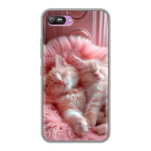 Дизайнерский силиконовый с усиленными углами чехол для Itel A25 котята котики