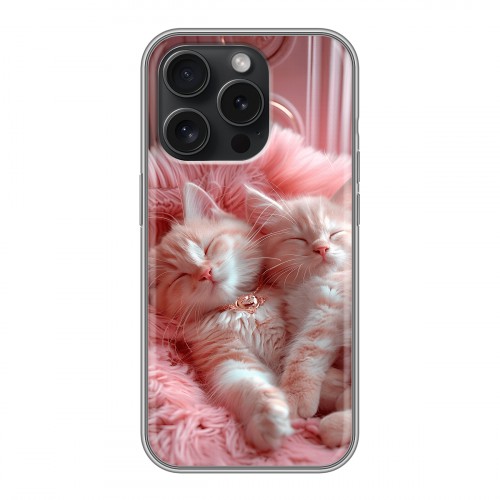Дизайнерский силиконовый чехол для Iphone 15 Pro котята котики