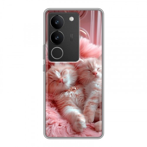 Дизайнерский силиконовый с усиленными углами чехол для Vivo V29 котята котики