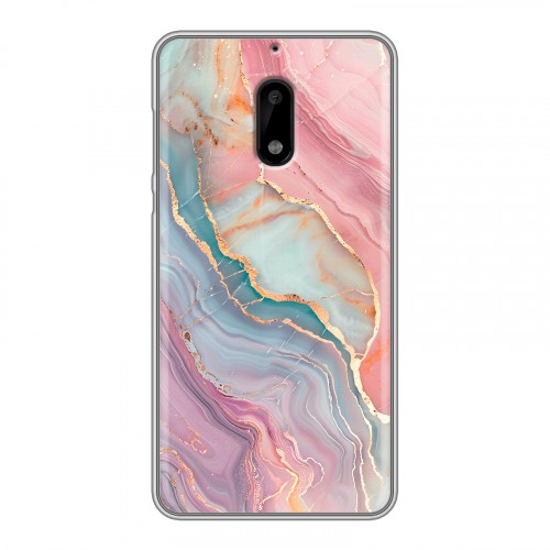 Дизайнерский пластиковый чехол для Nokia 6 розовый мрамор