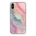 Дизайнерский силиконовый чехол для Iphone x10 розовый мрамор