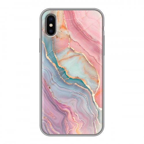 Дизайнерский силиконовый чехол для Iphone x10 розовый мрамор