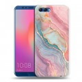 Дизайнерский пластиковый чехол для Huawei Honor View 10 розовый мрамор
