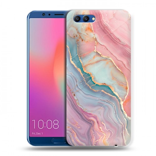 Дизайнерский пластиковый чехол для Huawei Honor View 10 розовый мрамор
