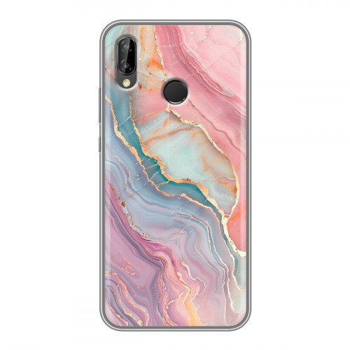 Дизайнерский силиконовый чехол для Huawei P20 Lite розовый мрамор