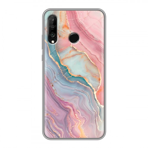 Дизайнерский силиконовый чехол для Huawei P30 Lite розовый мрамор