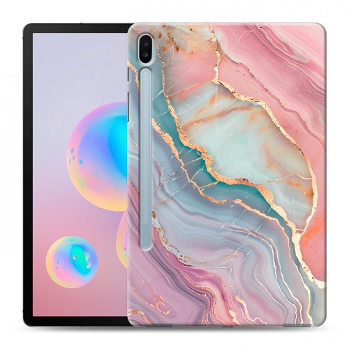 Дизайнерский силиконовый чехол для Samsung Galaxy Tab S6 розовый мрамор