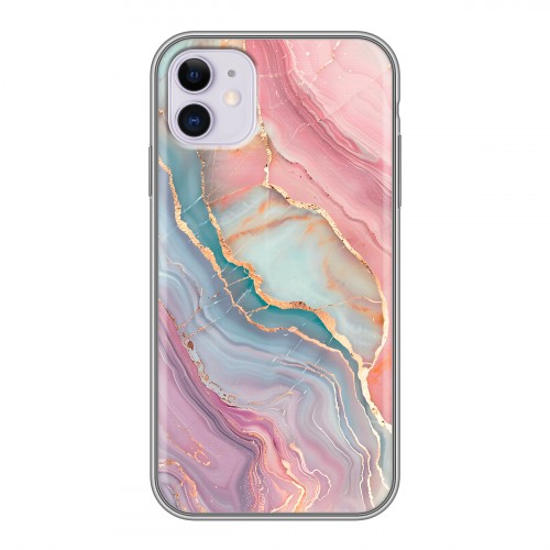 Дизайнерский силиконовый чехол для Iphone 11 розовый мрамор