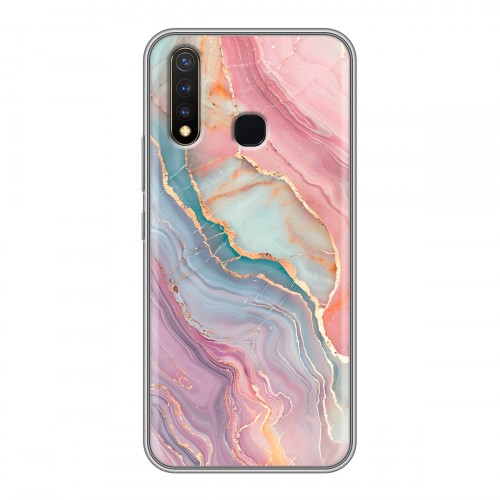 Дизайнерский силиконовый чехол для Vivo Y19 розовый мрамор