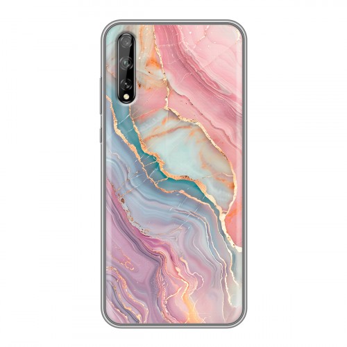 Дизайнерский силиконовый чехол для Huawei Y8p розовый мрамор