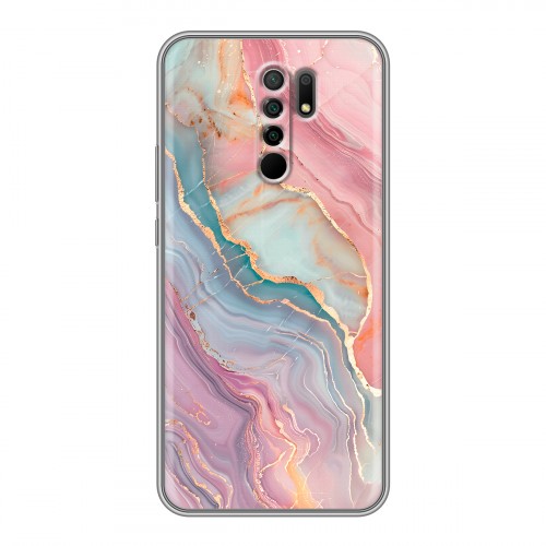 Дизайнерский силиконовый чехол для Xiaomi RedMi 9 розовый мрамор