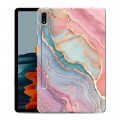 Дизайнерский силиконовый чехол для Samsung Galaxy Tab S7 розовый мрамор